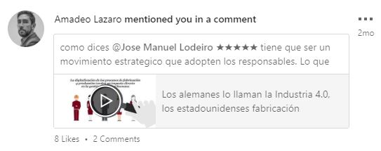 Me mencionan en una publicacion post de Linkedin-Jose-Manuel-Lodeiro-Experto-LinkedIn-Curso-Social-Selling